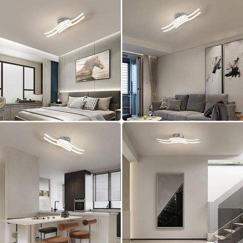 LED-plafondlamp Modern design Golfvorm Plafondlamp 24W Warm wit 3000K voor woonkamer slaapkamer eetkamer kantoor