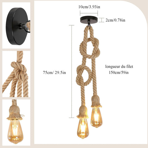 Industriële en vintage hanglamp 2 stopcontacten kroonluchter E27 basis voor woonkamer slaapkamer eetkamer kantoor bar café (lamp niet inbegrepen)