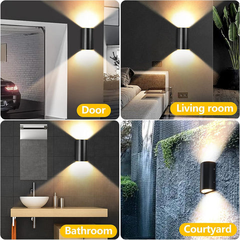 buitenwandlamp 10W LED-wandlamp warm wit 3000K waterdicht IP65 voor entree gang binnenplaats tuin terras balkon garage zwart