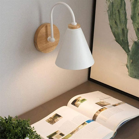 Scandinavisch houten nachtkastje met 5W E27 lamp (warm wit) Voor slaapkamer, woonkamer, hal, entree Wit