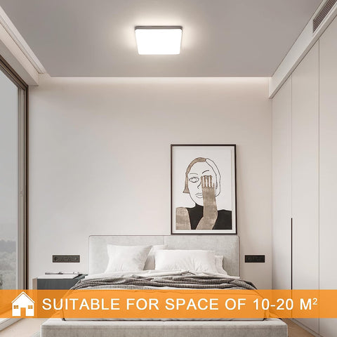 Vierkante LED-plafondlamp, LED-plafondlamp, IP44 LED-plafondlamp, plafondlamp toepasbaar op badkamer, woonkamer, keuken, slaapkamer, gang, balkon 36W 4000K (23x23CM)