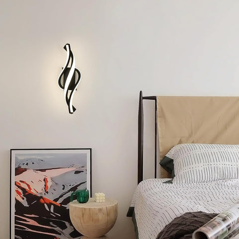 22W LED-wandlamp Moderne spiraalvormige wandlamp Neutraal wit 4000K Voor slaapkamer, woonkamer, hal, entree Zwart