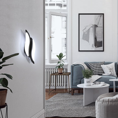 LED-binnenwandlamp, moderne wandlamp 12W 2300LM, acrylverlichting wandlamp voor woonkamer slaapkamer trap 6500K koud wit licht zwarte kleur