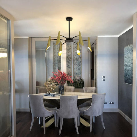 Moderne creatieve industriële kroonluchter hanglamp aanpassen ijzeren kunst duif plafondlamp voor woonkamer slaapkamer (goud + zwart)