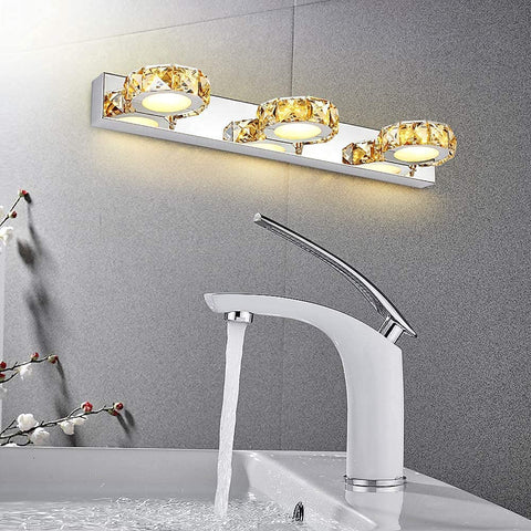 9W spiegellampen, Kristallen badkamerlamp, Moderne spiegelvoorlamp, 6000 k wit licht, IP44, voor badkamerspiegels kaptafels kasten