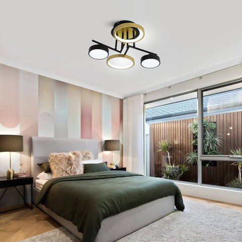 Moderne LED-plafondlamp 28W rond plafondverlichtingsarmatuur, 4 ringen plafondlamp kroonluchter voor slaapkamer woonkamer hal kantoor eetkamer keuken