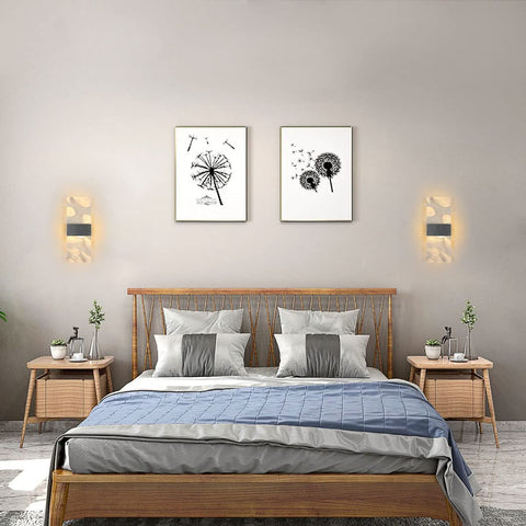2 stuks binnenwandlamp 12W, 3000K warm wit licht binnen led-wandlamp acryl veer, moderne led-wandverlichting voor slaapkamer, woonkamer, hal, trappenhuis (zilver)