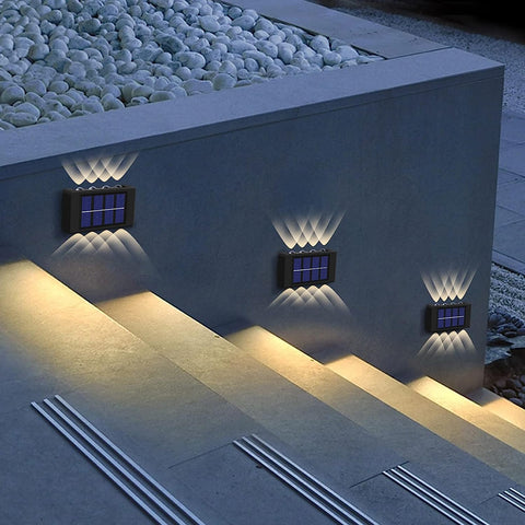 zonne-verlichting buiten 2 stuks LED-wandlamp warm wit 3000K voor binnenplaats tuin gang terras dicht bij muur pad patio villa zwart