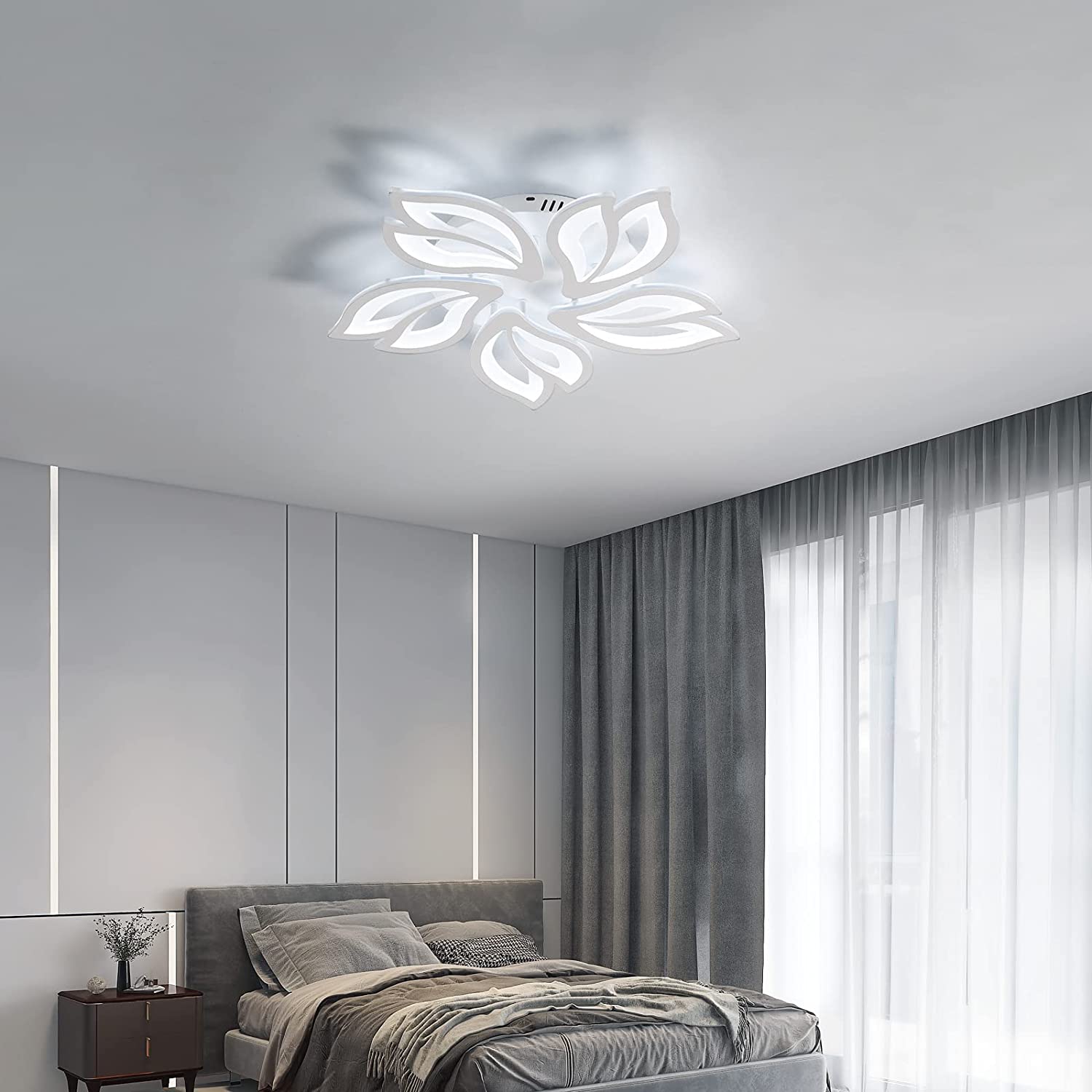 Plafonnier LED 65W, Creative Fleur de Forme Lampe de Plafond Moderne