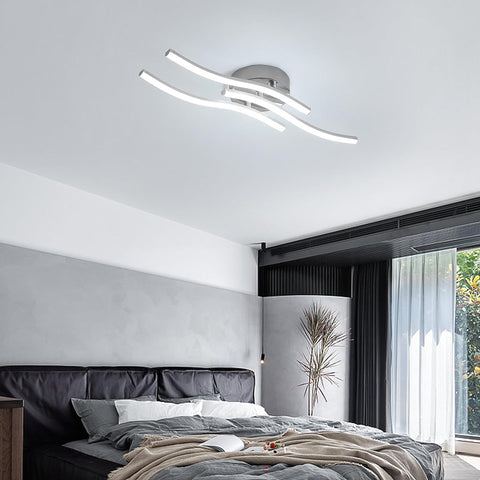 LED-plafondlamp, golfvormige hanglamp, geïntegreerde LED's 18W 1600 lumen, moderne kroonluchter voor woonkamer of keuken, 220V IP20 koud wit licht 6500K