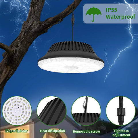 Afzonderlijke zonne-verlichting buiten binnen waterdicht IP65, 4-modus zonne-hanglamp met afstandsbediening, zonne-wandlamp met 5M kabel voor tuin, garage, binnenplaats, trap, terras