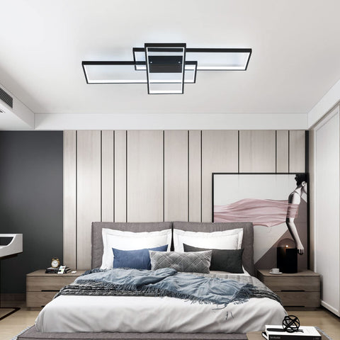 LED-plafondlamp 38W modern design koel wit 6000K rechthoek plafondlamp voor woonkamer slaapkamer eetkamer kantoor zwart