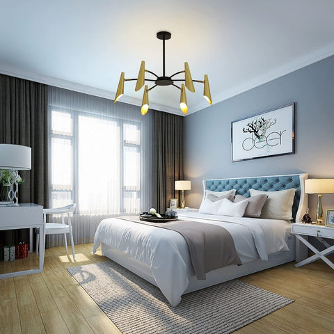 Moderne creatieve industriële kroonluchter hanglamp aanpassen ijzeren kunst duif plafondlamp voor woonkamer slaapkamer (goud + zwart)