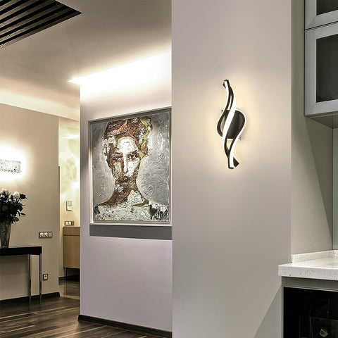 22W LED-wandlamp Moderne spiraalvormige wandlamp Neutraal wit 4000K Voor slaapkamer, woonkamer, hal, entree Zwart