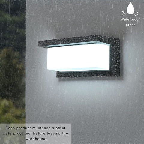 16W buitenwandlamp, IP65 waterdichte LED-wandlamp, vierkante waterdichte buitenwandlampen voor balkon tuinterras, koud wit 6500K, zwart