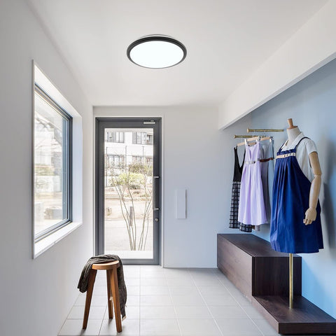LED-plafondlamp, ronde 24W moderne plafondlamp, zwarte bewegingssensor plafondlamp, IP54 waterdicht, stofdicht, LED-binnenlamp voor badkamer, balkon, gang, entree, 6000K