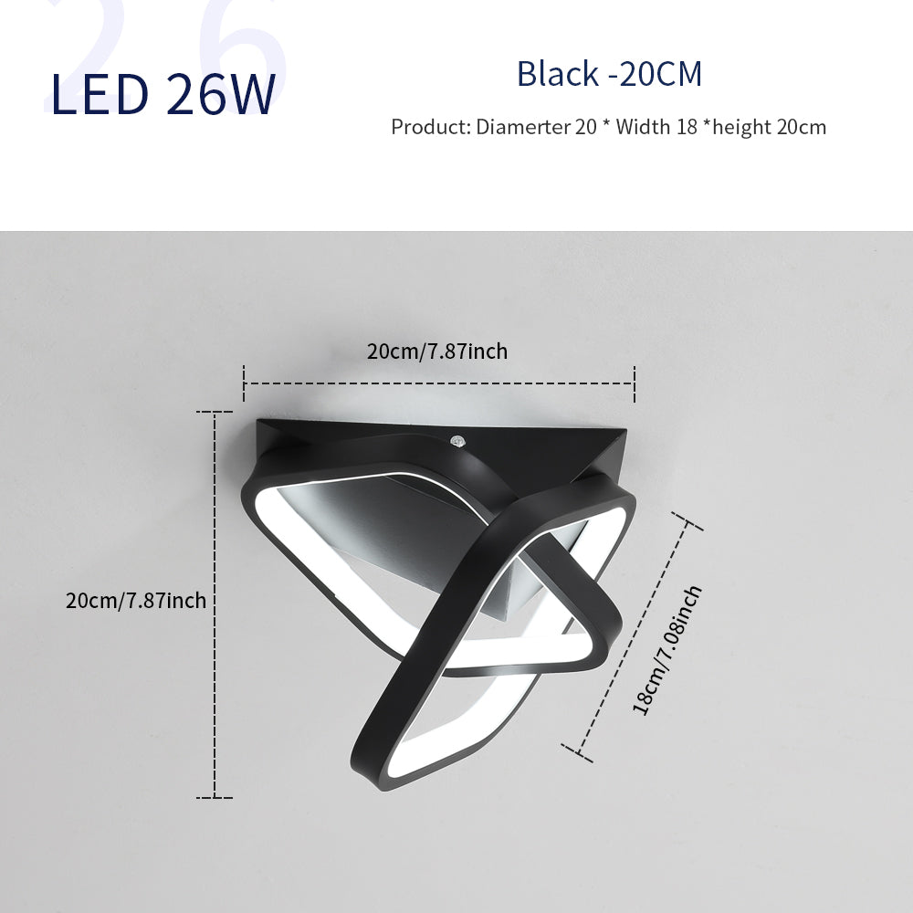 Moderne LED-plafondlamp 24W, 2 schuine vierkante plafondlampen in aluminium, zwart metalen plafondlamp, voor gangingang balkon, koel wit licht / 6500K