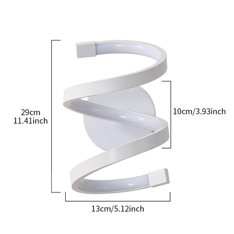 LED-wandlamp voor binnen, 18W witte spiraalvormige wandlamp, moderne wandlamp voor slaapkamer, gang, kantoor, koud wit licht 6500K
