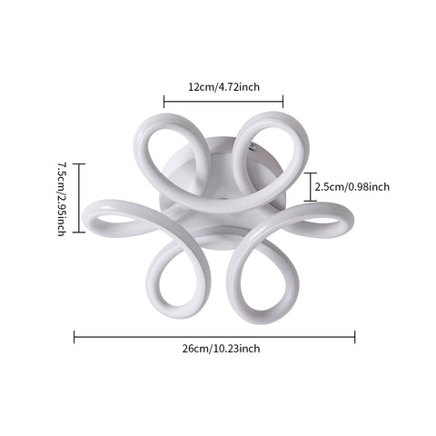 LED-plafondlamp, 22W kroonluchterlamp, modern gebogen design lichtarmatuur plafondlamp voor hal balkon woonkamer keuken badkamer slaapkamer, diameter 26 cm 6000K koel wit