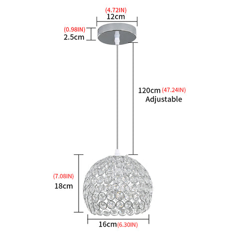 Moderne kristallen kroonluchter Moderne kroonluchter hanglamp E27 chroom hanglamp met 120 cm verstelbare kabel geschikt voor keuken, slaapkamer, kantoor, woonkamer (lamp niet inbegrepen)