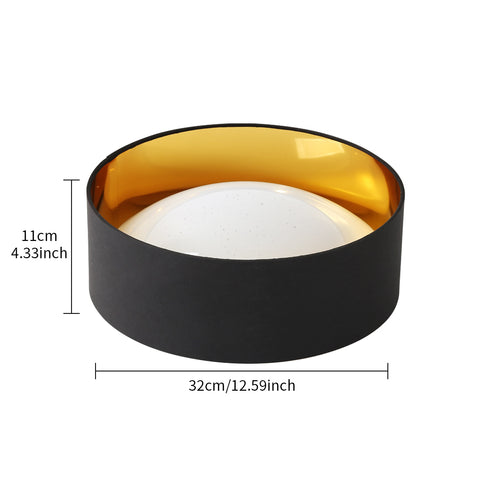 Moderne plafondlamp 12W 1000LM, 3000K zwart en goud glitter plafondlamp, LED-kroonluchter met sterrenhemeleffect voor woonkamer, slaapkamer