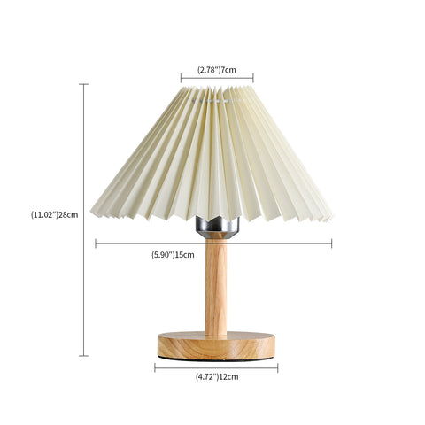 Bureaulamp, E27 houten geplooide tafellamp, mini creatief sfeerlicht voor slaapkamer