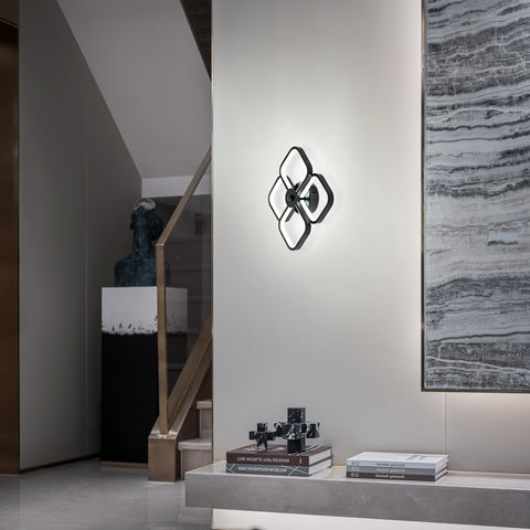 Led-plafondlamp, moderne rechthoekige metalen acryl plafondlamp 32W kroonluchter plafondlamp, dia 24CM kantoorplafondlamp voor slaapkamer, woonkamer, eetkamer, hal zwart