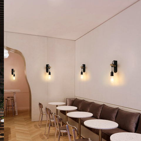 E27 houten wandlampen, retro LED-wandlamp, wandbedlamp voor slaapkamer, woonkamer, trap, max. 40W