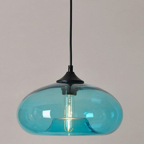Moderne glazen hangende kleurrijke hanglamp voor woonkamer, bar, keuken, restaurant, café, eetkamer, Scandinavische huisverlichtingsarmaturen (blauwe kleur)