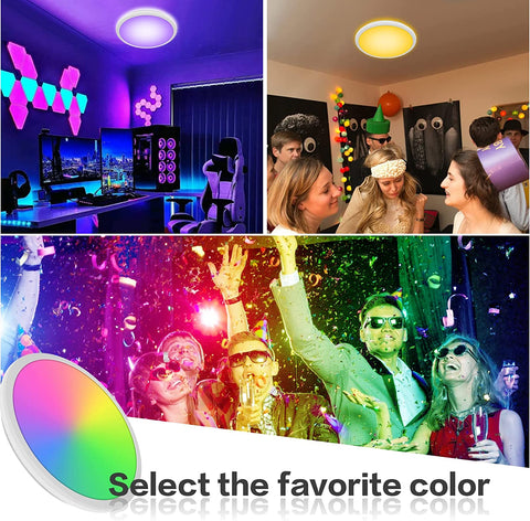 Dimbare LED-plafondlamp, badkamerplafondlamp IP54, 24W 3100LM, 2700-6500K RGB waterdichte moderne plafondlamp met afstandsbediening voor woonkamer, slaapkamer (Ø28cm)