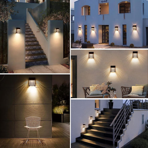 4 stks Solar Wandlamp Outdoor LED Wandlamp voor Binnenplaats Tuin Gang Terras Sluiten Muur Pathway Patio Villa