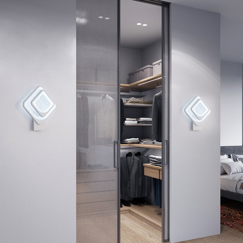 32W binnenwandlamp, witte LED-wandlamp, vierkant draaibaar, voor binnentrappen woonkamer slaapkamer