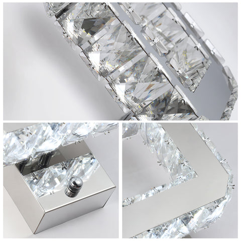 Kristallen wandlamp voor binnen, 12W, 1080lm, moderne LED-kristallen wandlamp, decoratie wandlamp voor slaapkamer, eetkamer, foyer, koel wit 6000K