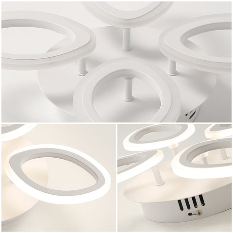 Moderne dimbare LED-plafondlamp 40W, bloemvorm design plafondlamp, acryl metalen bloemblaadje kroonluchter met afstandsbediening geschikt voor slaapkamers, trappen, gangen, balkons, gangpaden (4 lampen)