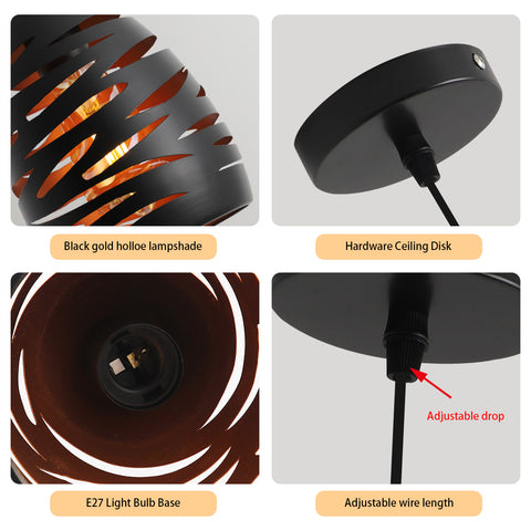 Moderne LED-hanglamp, industriële hol gesneden kroonluchter, plafondlamp metalen kooi hanger zwarte lampenkap E27 lamp voor woonkamer keuken hal restaurant loft café bar