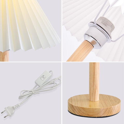 Bureaulamp, E27 houten geplooide tafellamp, mini creatief sfeerlicht voor slaapkamer