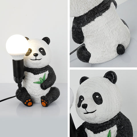 Hars Panda Design tafellampen, modern creatief nachtlampje met plug-in snoer, dieren LED-bureaulamp, woondecoratie bedlampje