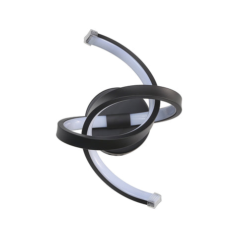 Binnenwandlamp, 19W gebogen design LED-wandlampen, moderne acryl wandlamp voor slaapkamer, woonkamer, hotel, trap, gangpad, zwarte kleur, koel wit licht