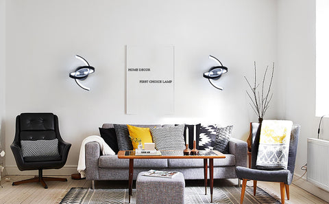 Binnenwandlamp, 19W gebogen design LED-wandlampen, moderne acryl wandlamp voor slaapkamer, woonkamer, hotel, trap, gangpad, zwarte kleur, koel wit licht