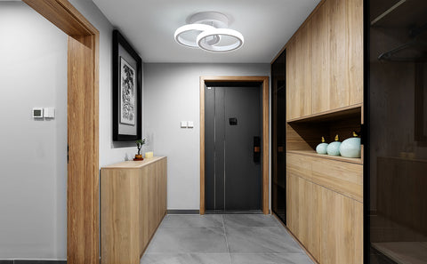 LED-plafondlamp, designringplafondlampen, 2 geïntegreerde LED-panelen, 19W, 6500K koudwit licht