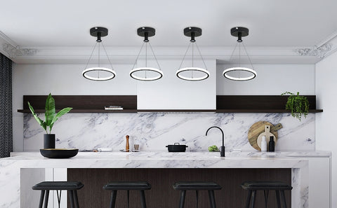 Moderne Led Ring Hanglamp 32W Moderne Led Eettafel Hanglamp Acryl Led Kroonluchter, 220V, 22CM Led Kroonluchter Plafondlamp Voor Woonkamer, Eetkamer, Hal, Café, Bar, Zwart