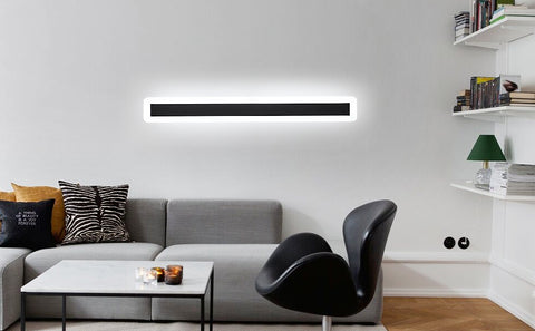 LED-wandlampen, moderne wandverlichtingslamp 22W 6000K, 60CM aluminium zwarte LED-lamp, decoratieve wandlamp voor slaapkamer woonkamer (koel wit licht)