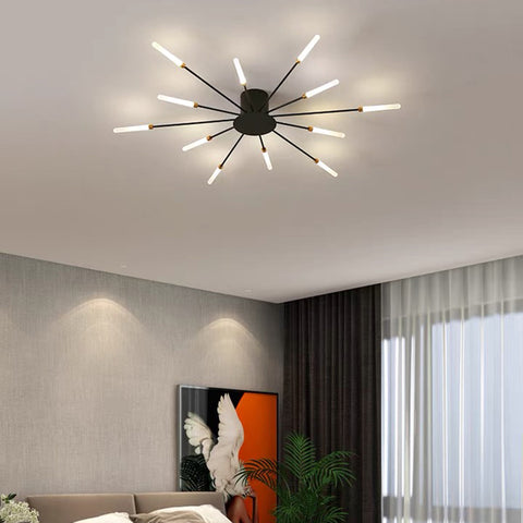 LED-plafondlamp Moderne vuurwerk-designlamp Creatieve chique hangkroonluchter Binnen Eenvoudige woonkamer, zwart
