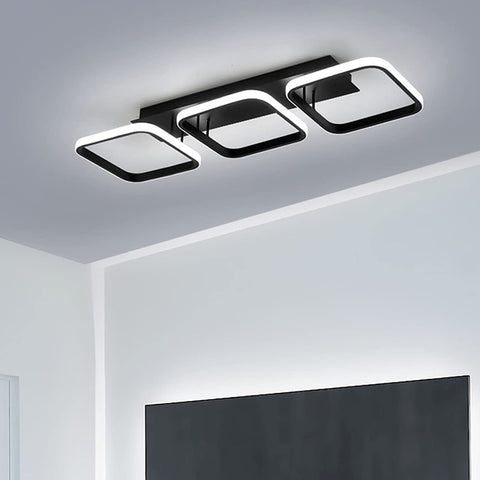 40W LED-plafondlamp, eenvoudige geometrische plafondlamp, creatieve vierkante metalen plafondlamp, geschikt voor woonkamer, slaapkamer, eetkamer, 6000K koel wit licht (zwart)