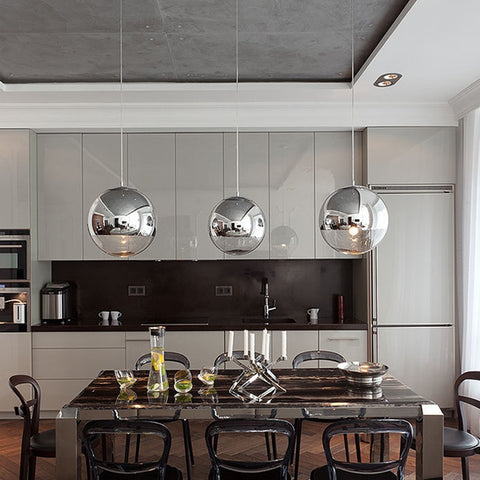 Moderne zilveren glazen bol hangende plafondlamp kroonluchter woonkamer slaapkamer eetkamer keuken thuis licht hangende armatuur