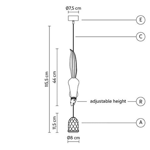 Hars Eekhoorn Kroonluchterlamp, Moderne Industriële Hangende Dierenlamp voor Kinderkamer Keuken Verlichtingsarmaturen-Blauw