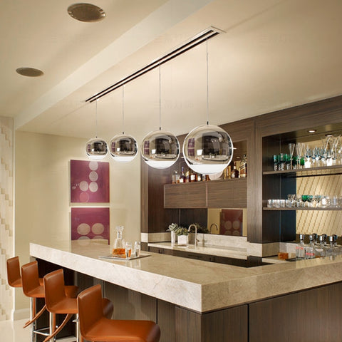 Moderne zilveren glazen bol hangende plafondlamp kroonluchter woonkamer slaapkamer eetkamer keuken thuis licht hangende armatuur