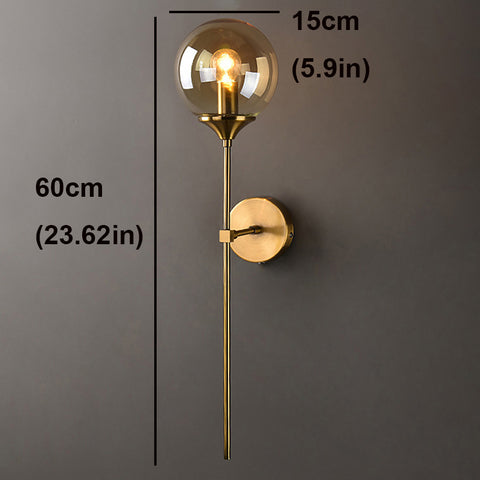 Scandinavische moderne glazen wandlamp E14 gouden LED-achtergrondwandlamp voor keuken badkamer binnenverlichting home decor (amber)