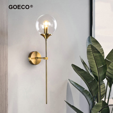 Scandinavische moderne glazen wandlamp E14 gouden LED-achtergrondwandlamp voor keuken badkamer binnenverlichting home decor (amber)