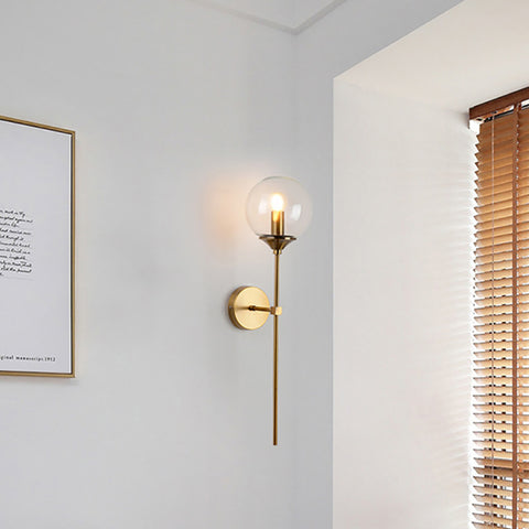 Scandinavische moderne glazen wandlamp E14 gouden LED-achtergrondwandlamp voor keuken badkamer binnenverlichting home decor (amber)
